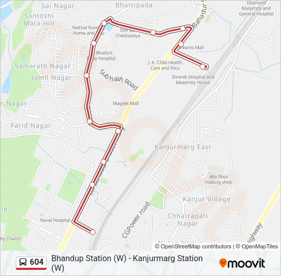 604 Bus Line Map