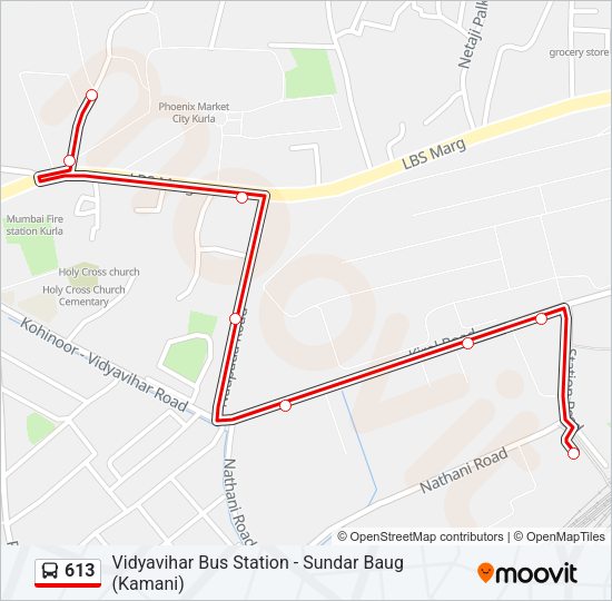 613 Bus Line Map