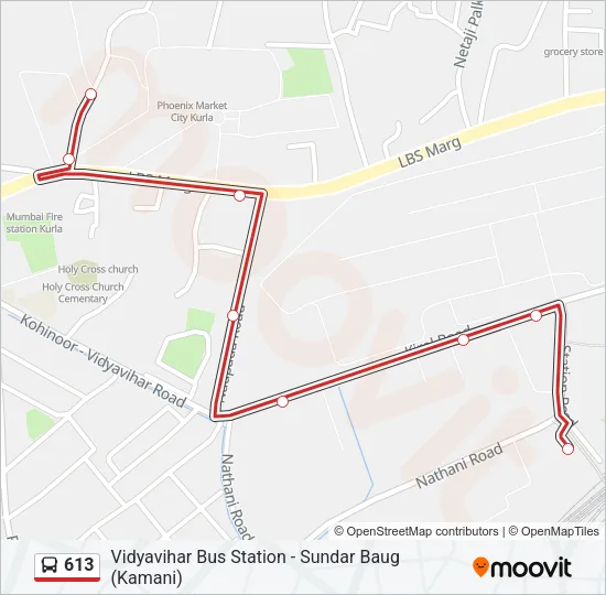 613 Bus Line Map