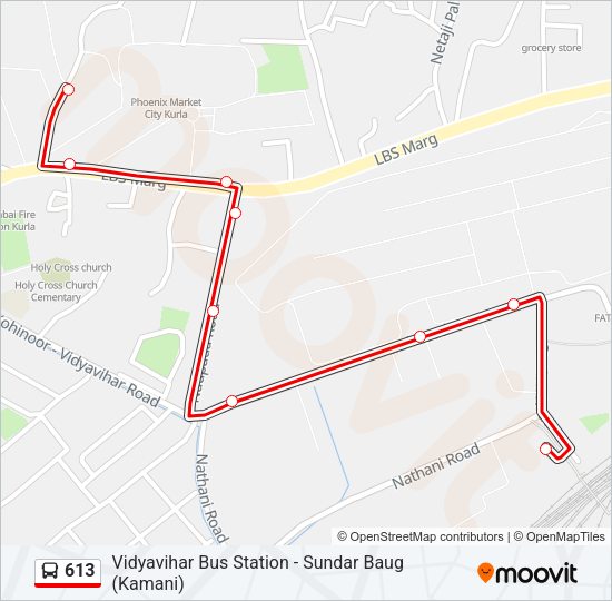 613 Bus Line Map