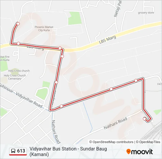 613 Bus Line Map