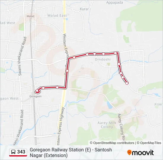 343 Bus Line Map