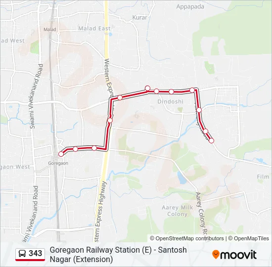 343 Bus Line Map