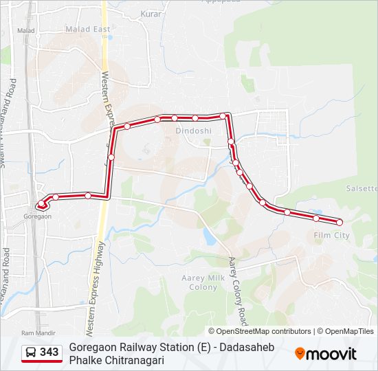 343 Bus Line Map