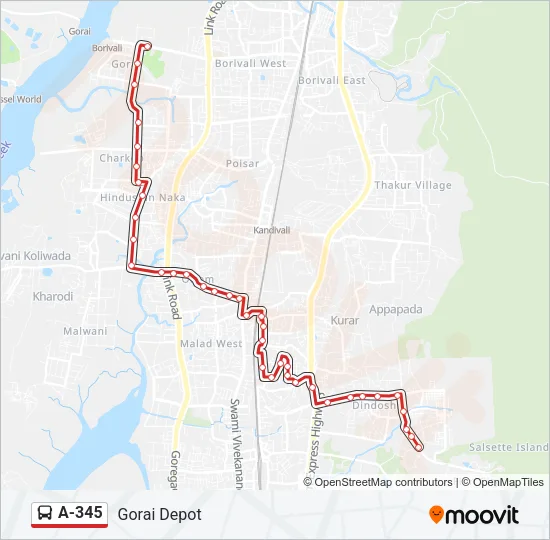 A-345 Bus Line Map