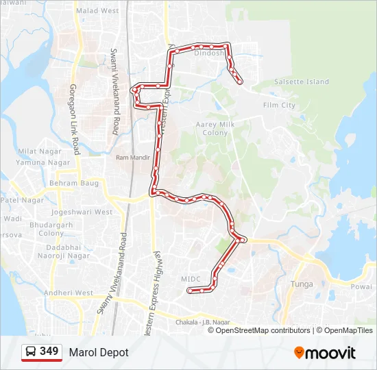349 Bus Line Map