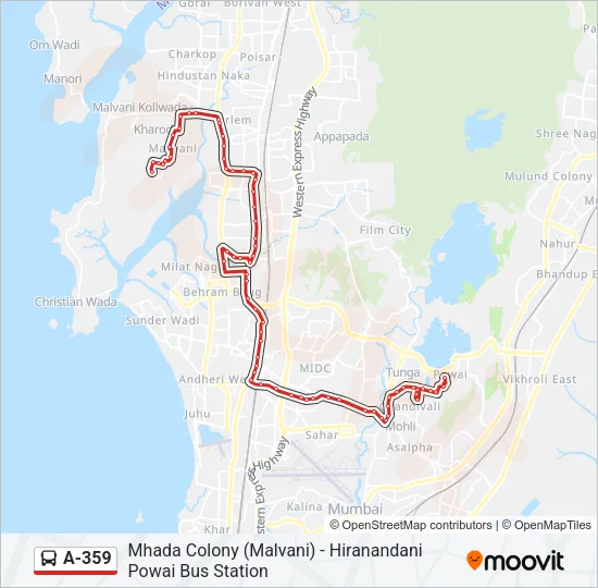 A-359 Bus Line Map