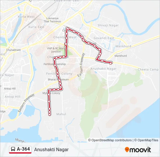 A-364 Bus Line Map