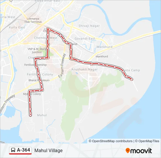 A-364 Bus Line Map