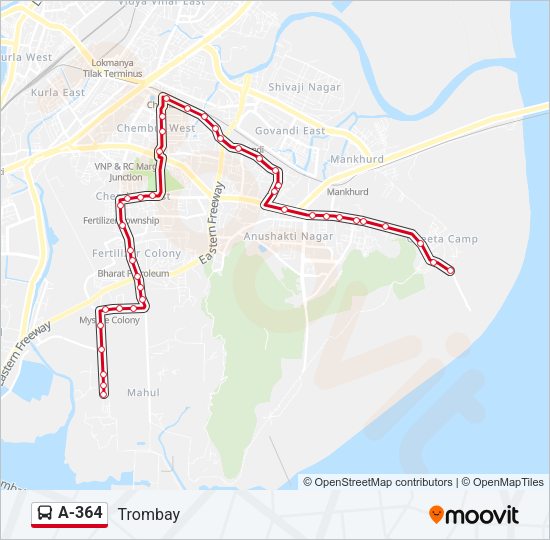 A-364 bus Line Map