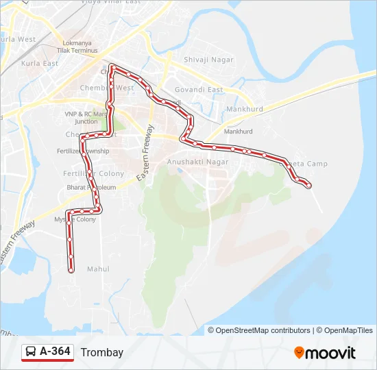 A-364 Bus Line Map