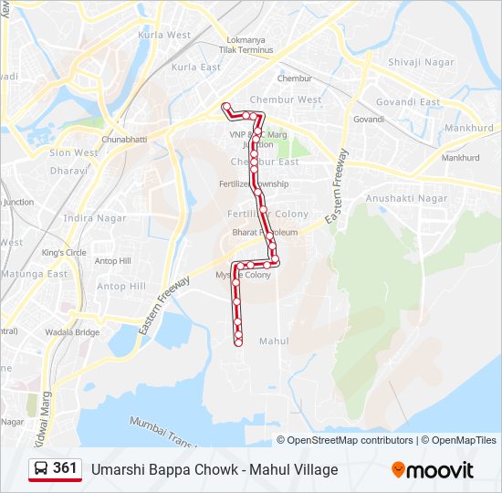 361 bus Line Map