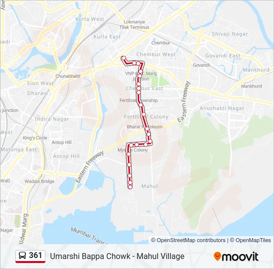 361 Bus Line Map