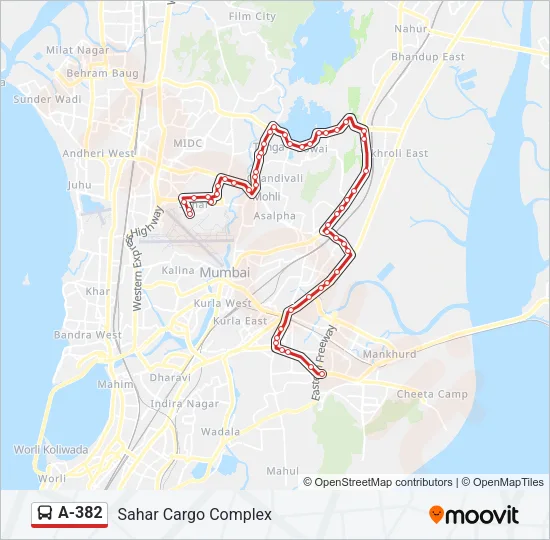 A-382 Bus Line Map