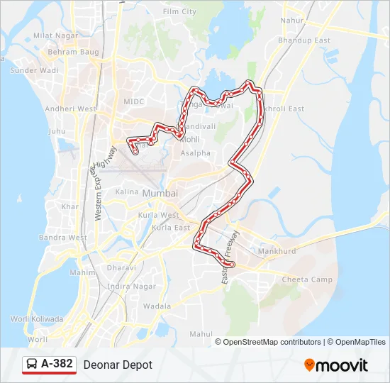 A-382 Bus Line Map
