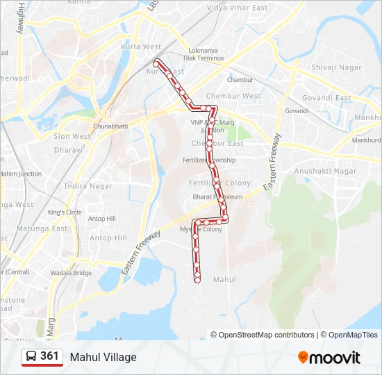 361 Bus Line Map