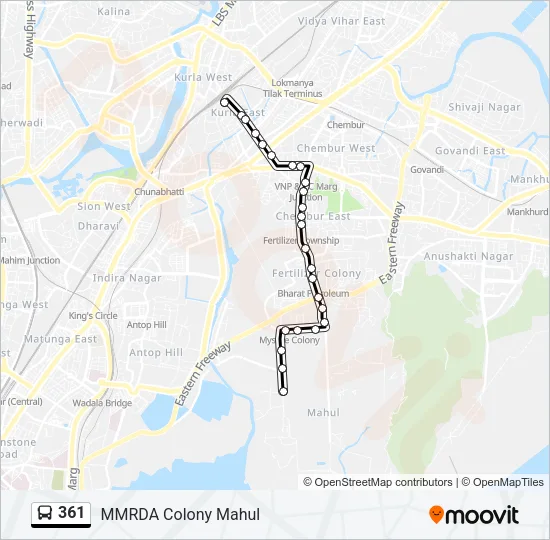 361 Bus Line Map