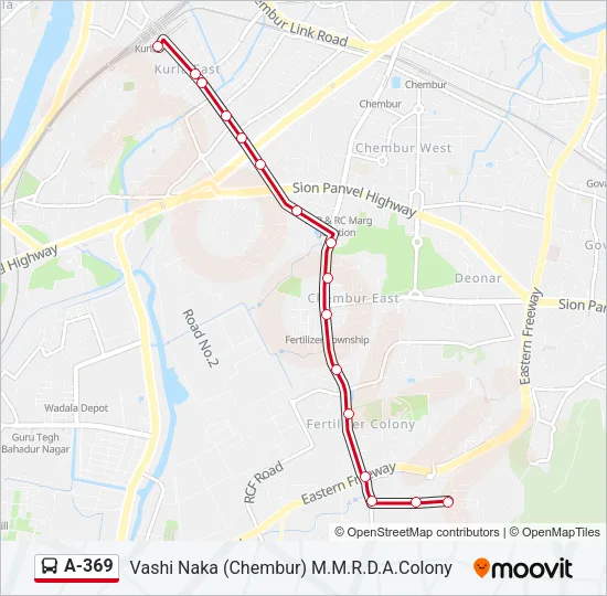 A-369 Bus Line Map