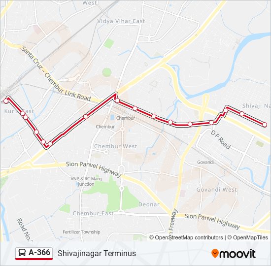 A-366 Bus Line Map