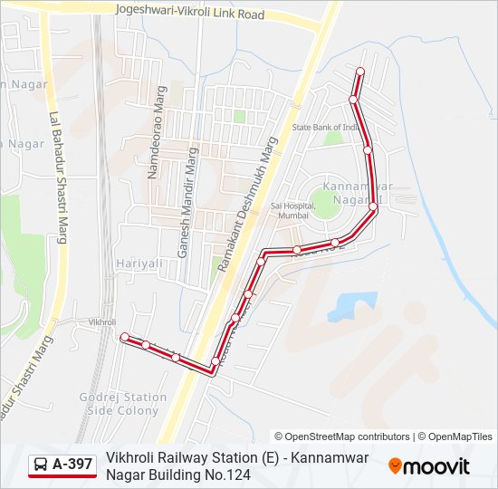 A-397 bus Line Map