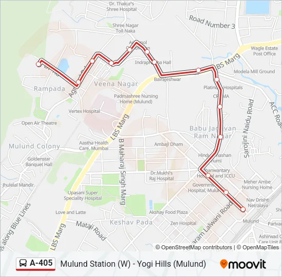 A-405 Bus Line Map