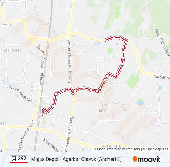 392 bus Line Map