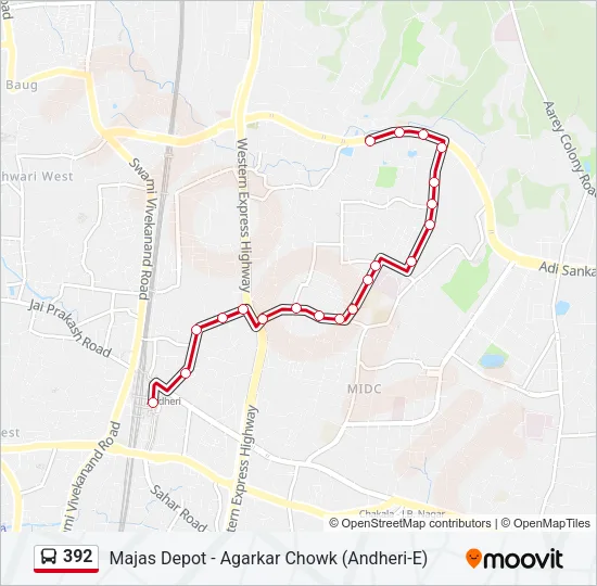 392 Bus Line Map