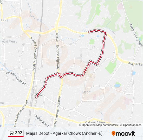 392 Bus Line Map