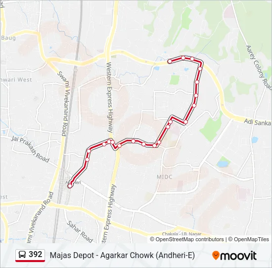 392 Bus Line Map