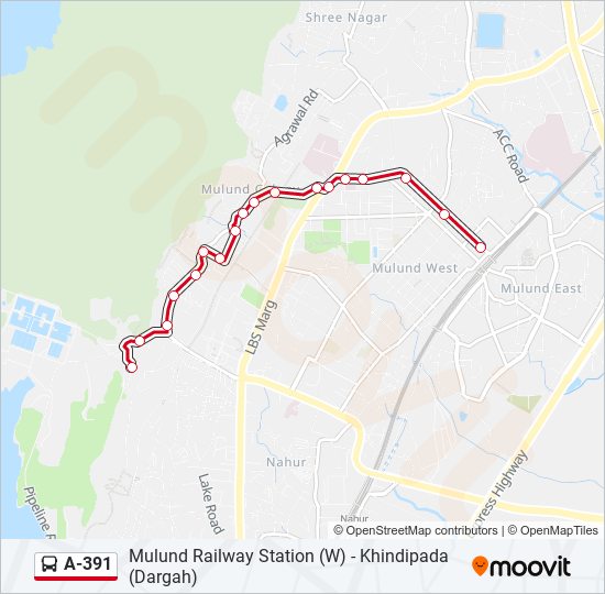 A-391 bus Line Map