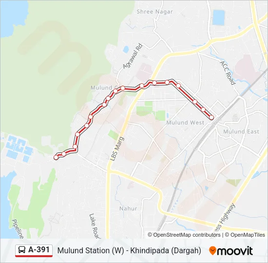 A-391 Bus Line Map