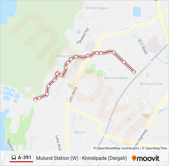 A-391 Bus Line Map