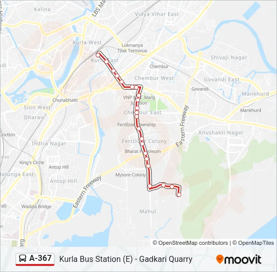 A-367 Bus Line Map