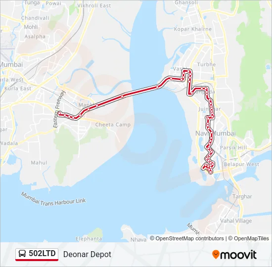 502LTD Bus Line Map