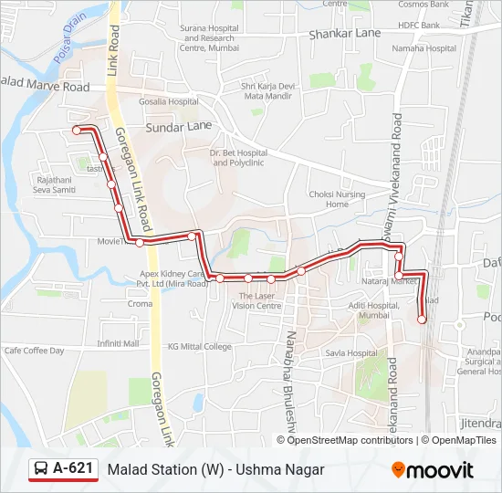 A-621 Bus Line Map