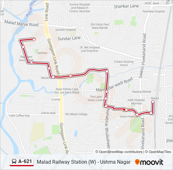 A-621 bus Line Map