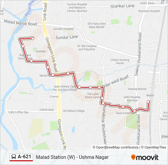 A-621 Bus Line Map