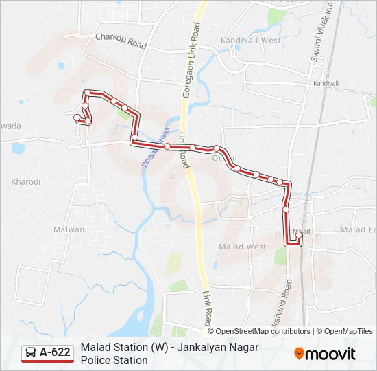 A-622 Bus Line Map