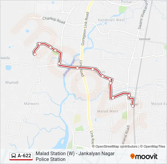 A-622 Bus Line Map