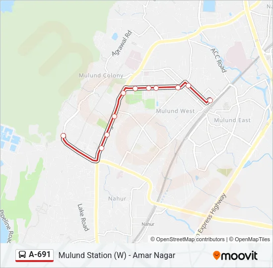 A-691 Bus Line Map