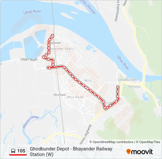 10S Bus Line Map