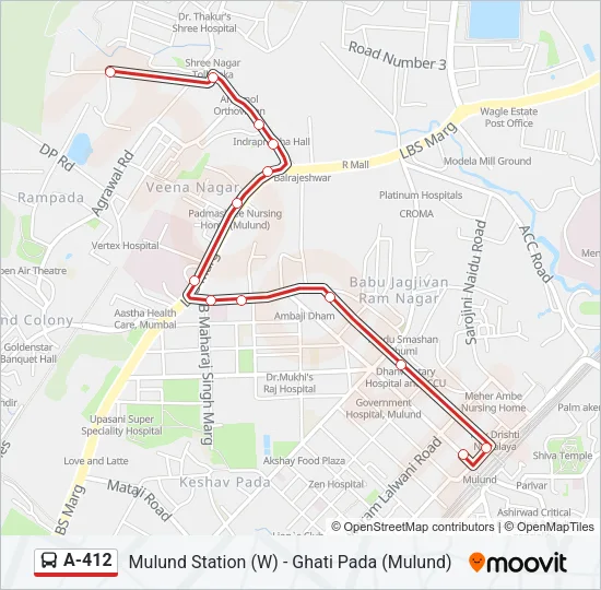A-412 Bus Line Map