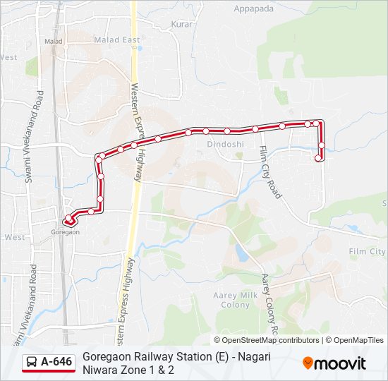 A-646 bus Line Map