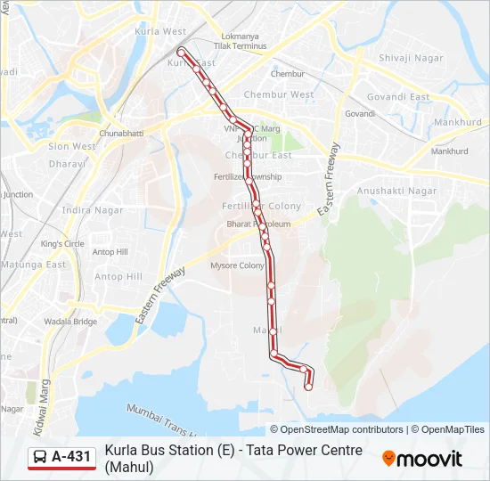 A-431 Bus Line Map