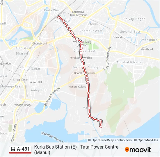 A-431 Bus Line Map