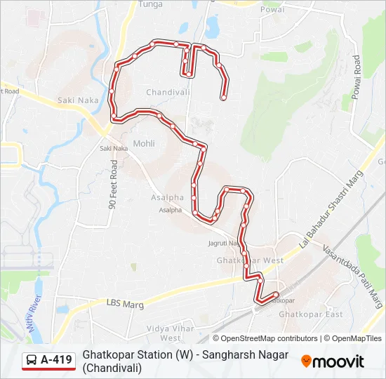 A-419 Bus Line Map