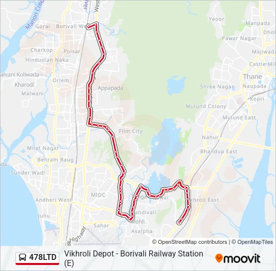 478LTD Bus Line Map