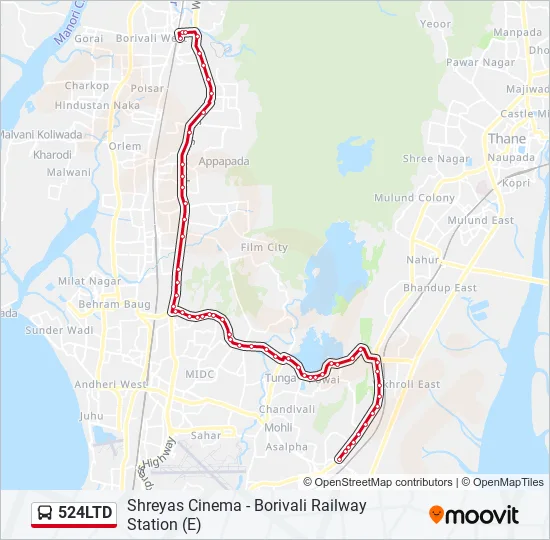 524LTD Bus Line Map