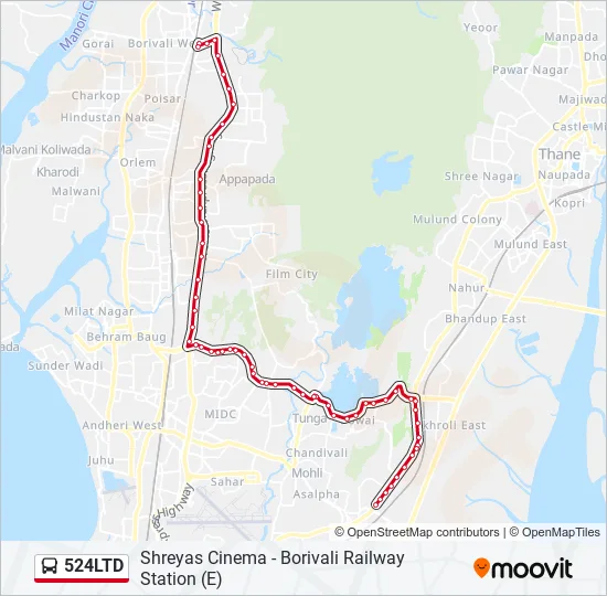 524LTD Bus Line Map