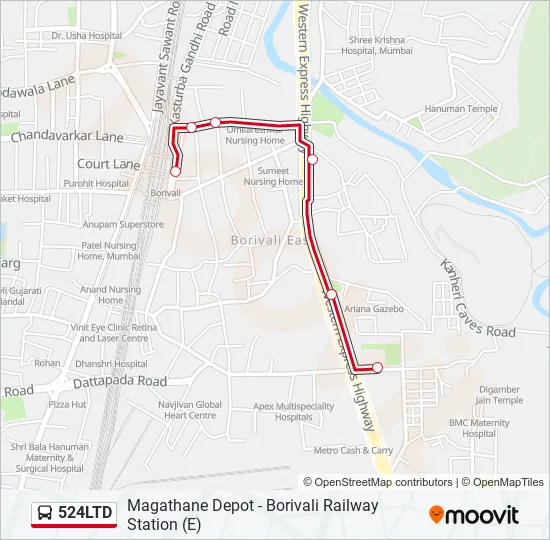 524LTD Bus Line Map
